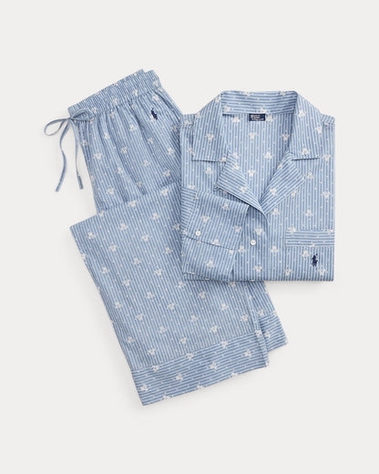 Ralph Lauren FloralStripe Poplin LongSleeve PJ Set