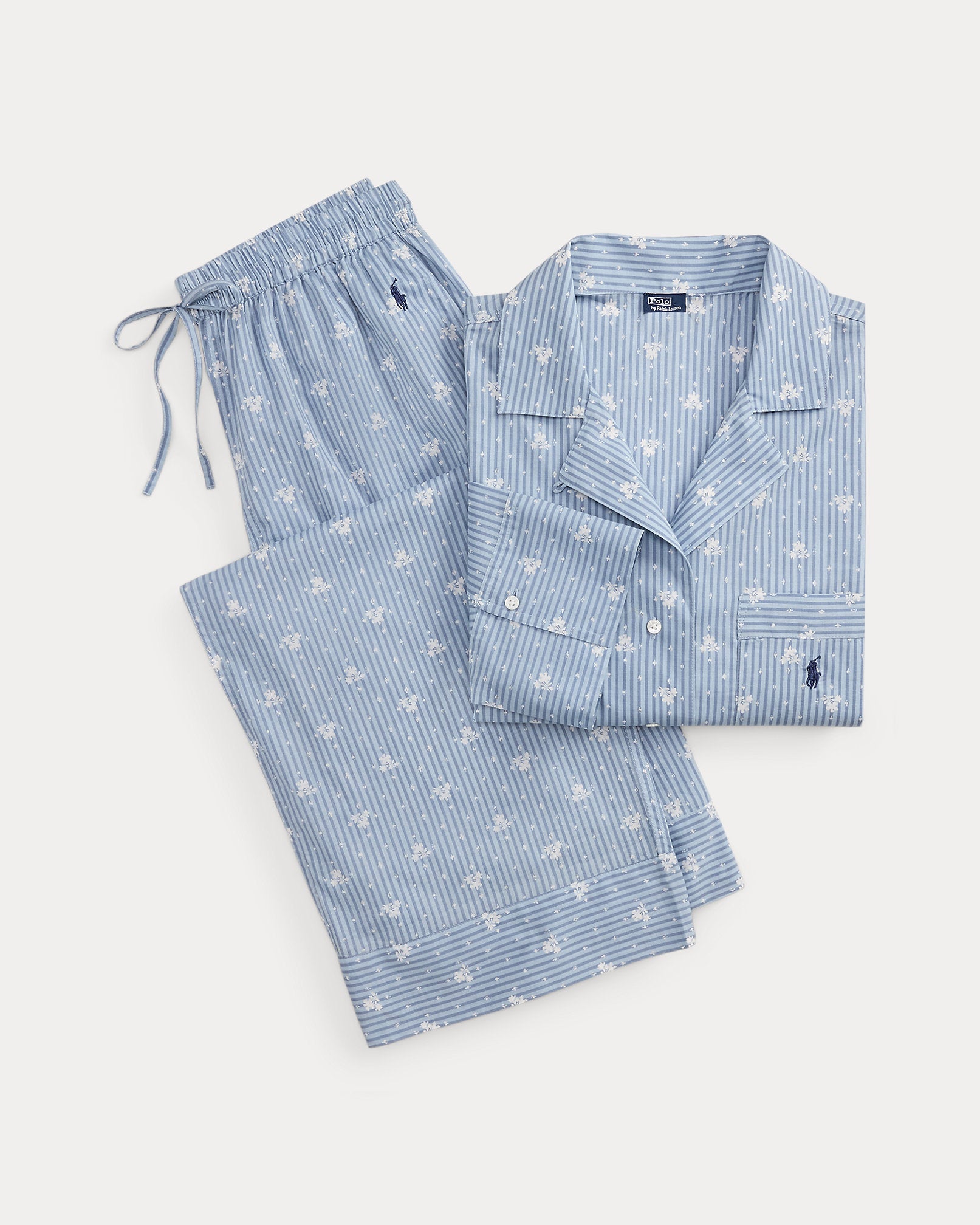 Ralph Lauren FloralStripe Poplin LongSleeve PJ Set
