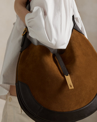 Ralph Lauren Polo ID Suede Large Shoulder Bag