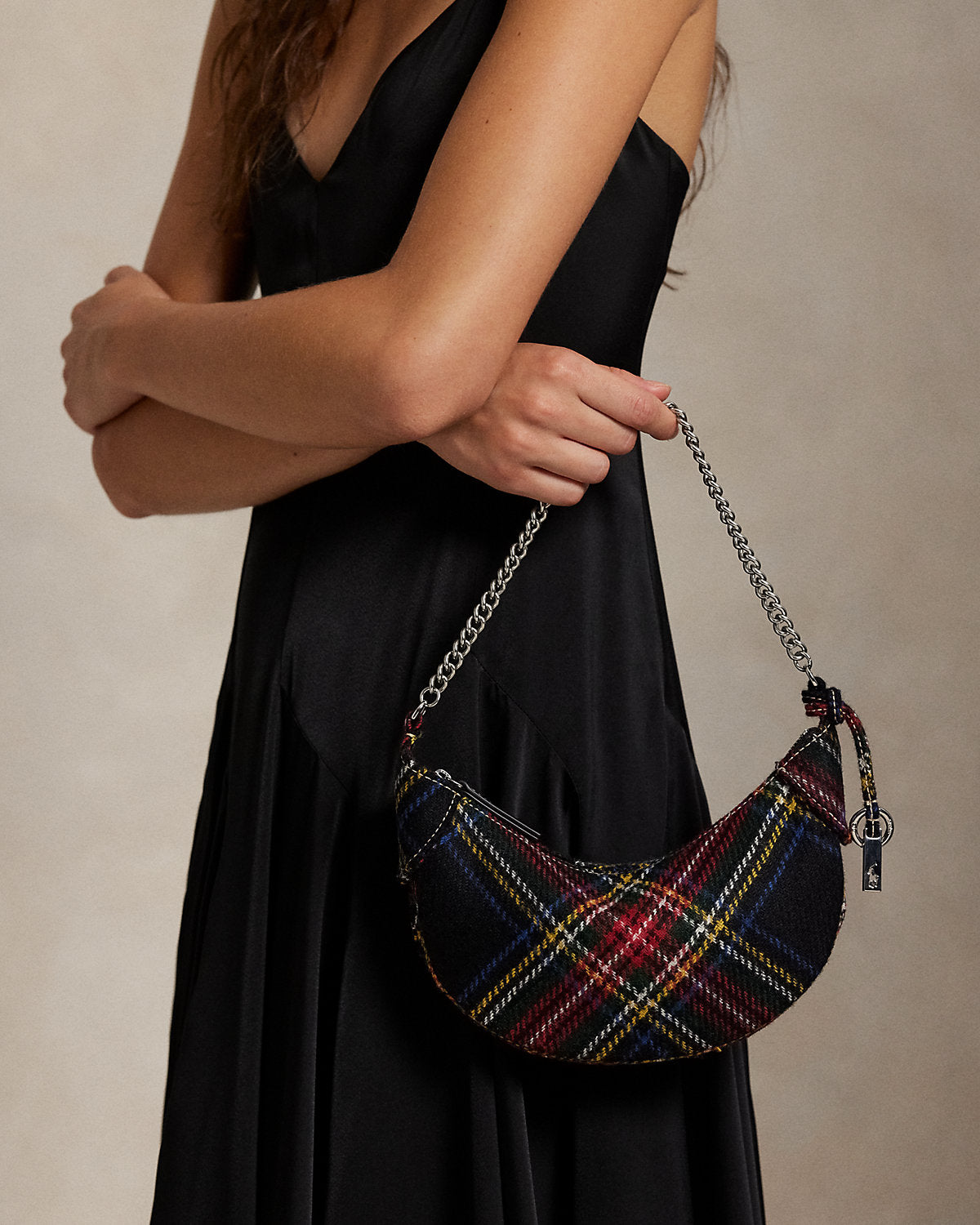Ralph Lauren Polo ID Tartan Wool Mini Chain Bag