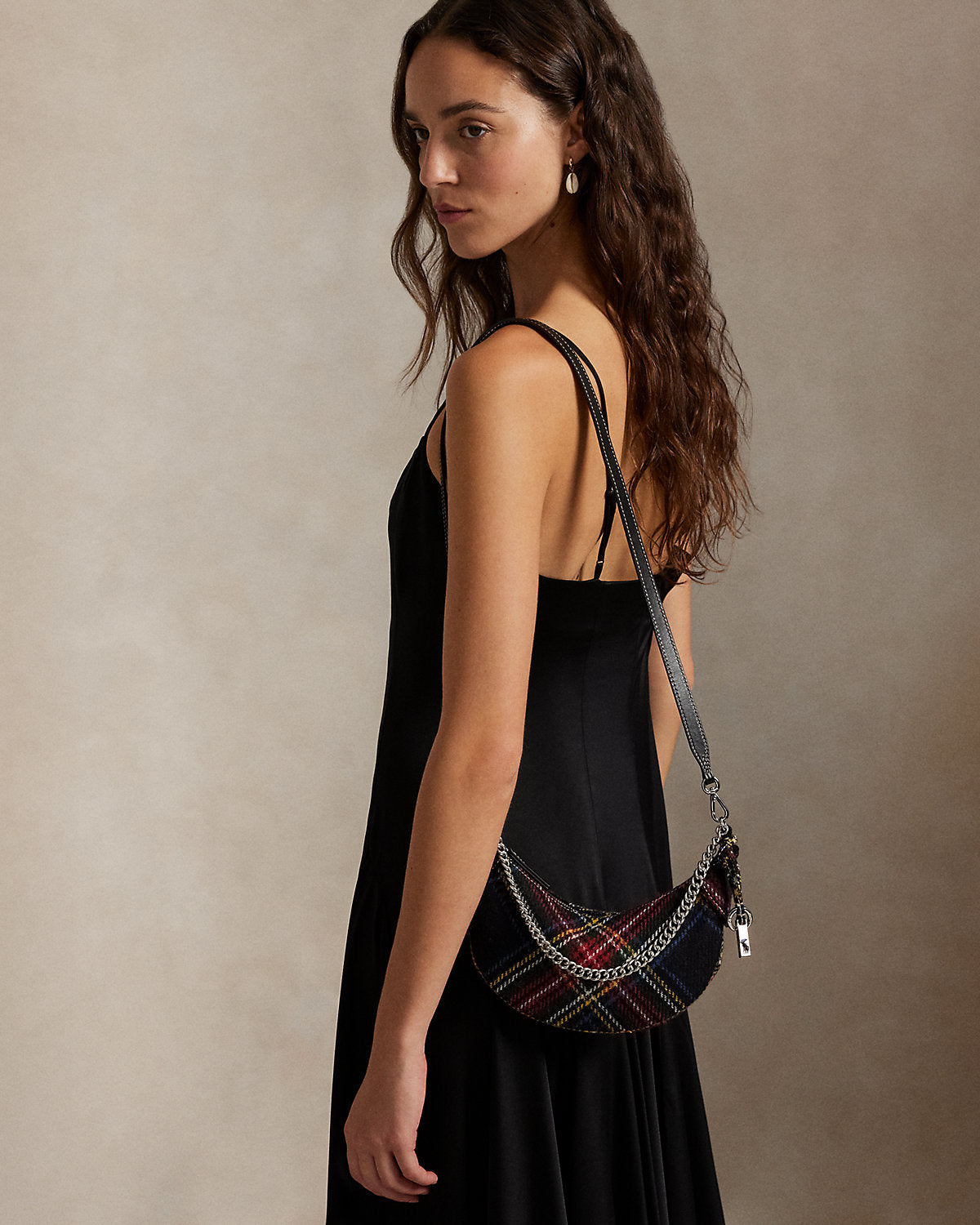 Ralph Lauren Polo ID Tartan Wool Mini Chain Bag