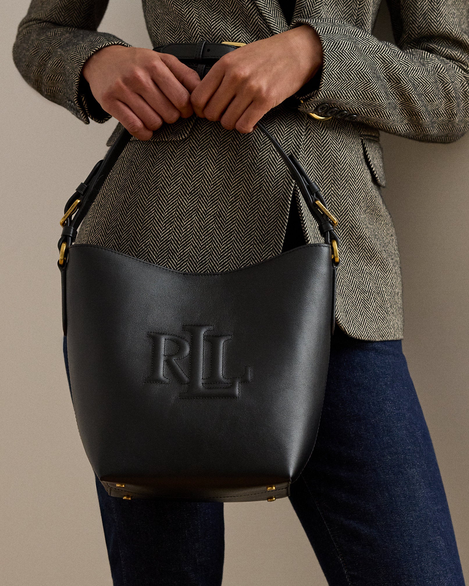 Ralph Lauren Leather Medium Witley Bucket Bag