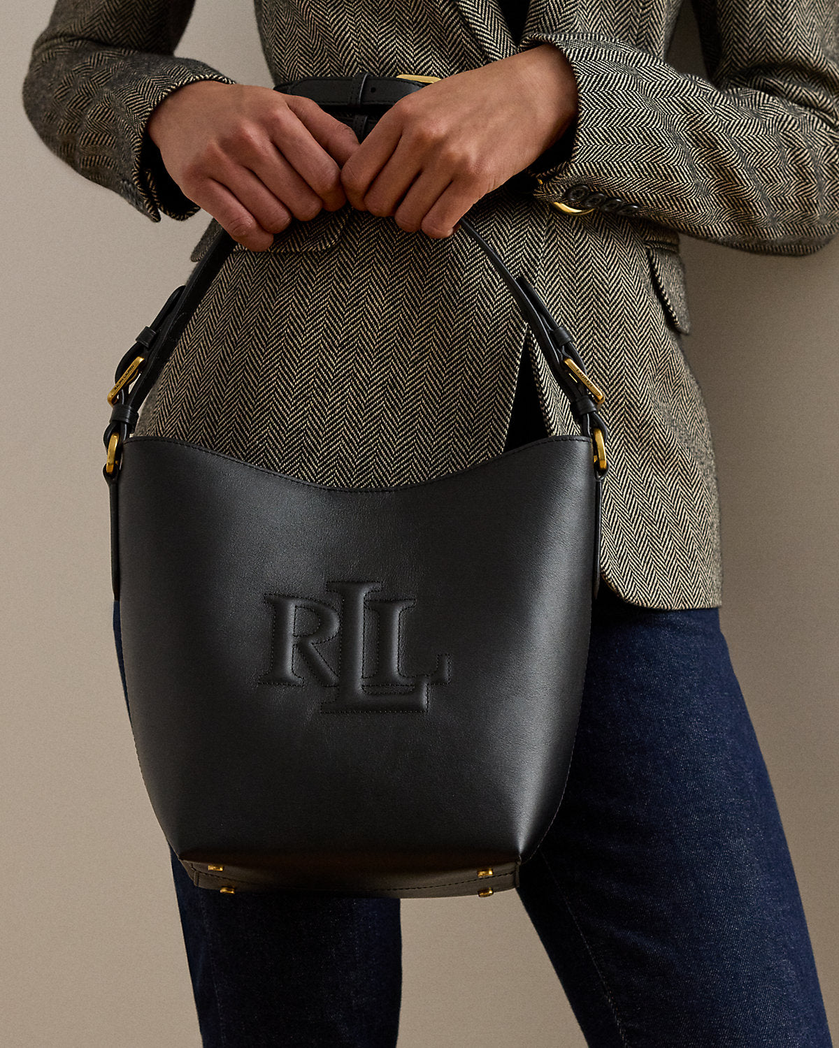 Ralph Lauren Leather Medium Witley Bucket Bag