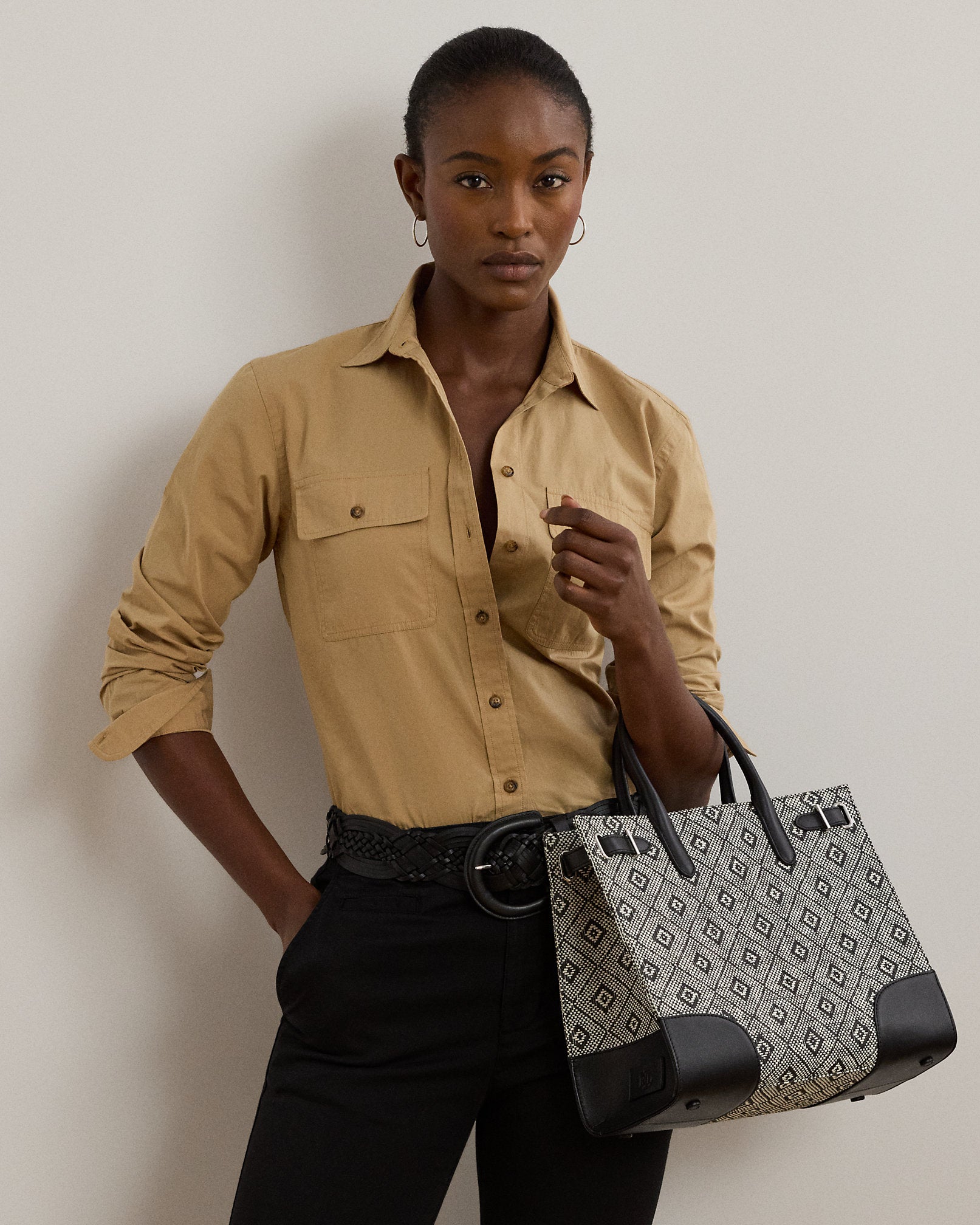 Ralph Lauren Woven Straw Medium Devyn Tote Bag