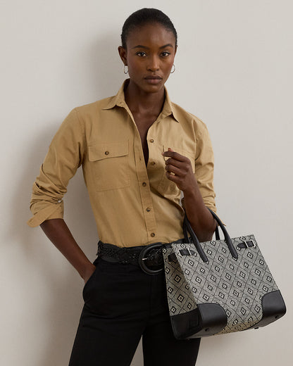 Ralph Lauren Woven Straw Medium Devyn Tote Bag