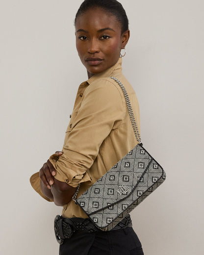 Ralph Lauren GeoMotif Woven Straw Medium Sawyer Bag