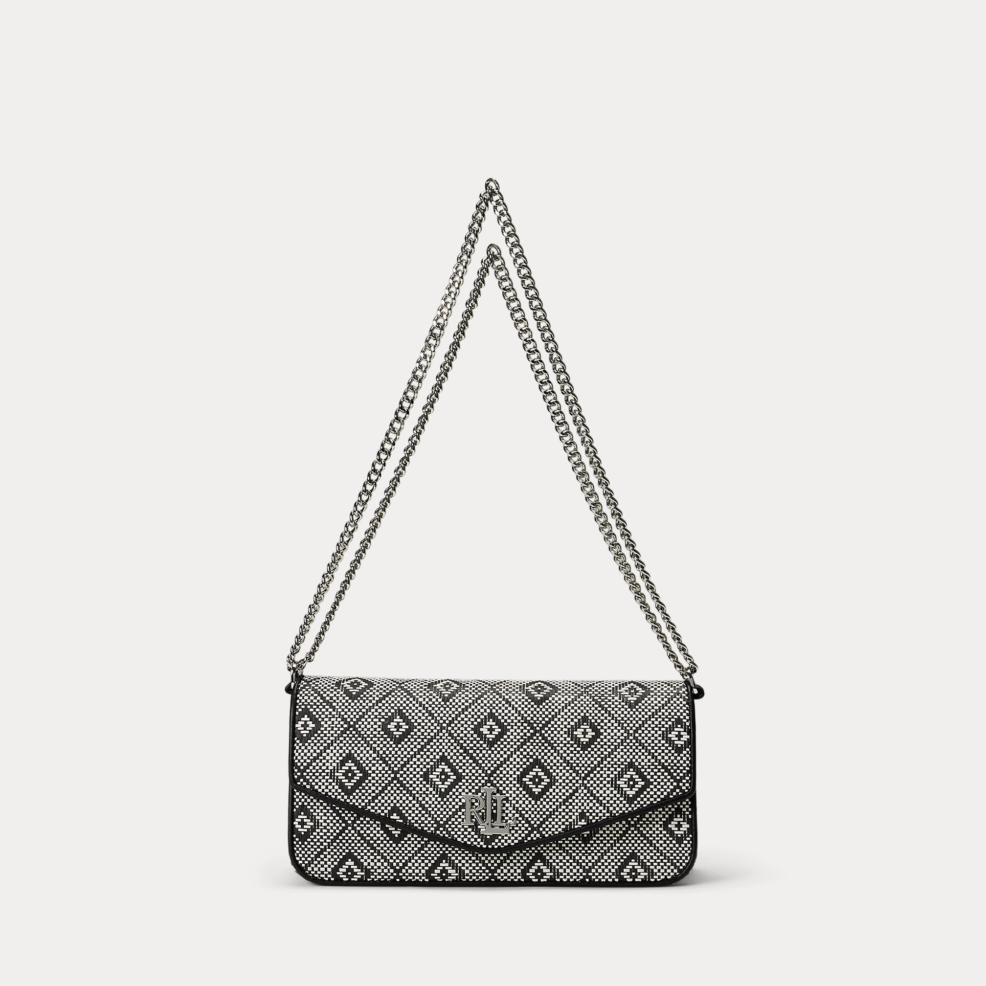 Ralph Lauren GeoMotif Woven Straw Medium Sawyer Bag