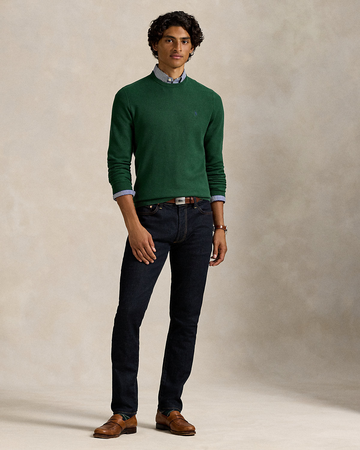 Ralph Lauren MeshKnit Cotton Crewneck Sweater