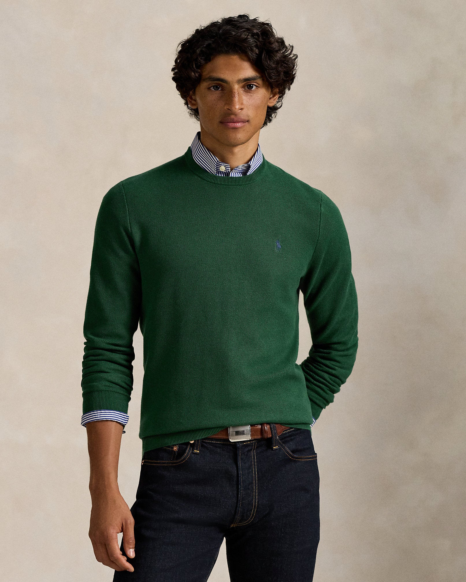 Ralph Lauren MeshKnit Cotton Crewneck Sweater