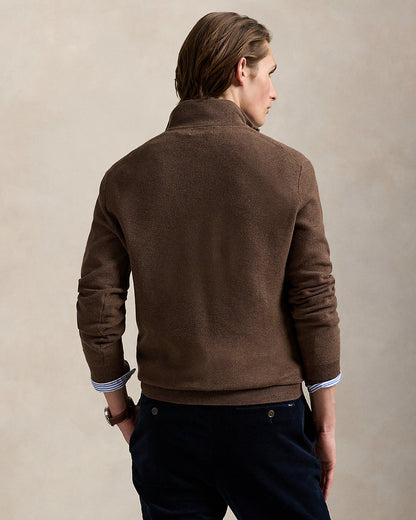 Ralph Lauren MeshKnit Cotton QuarterZip Sweater