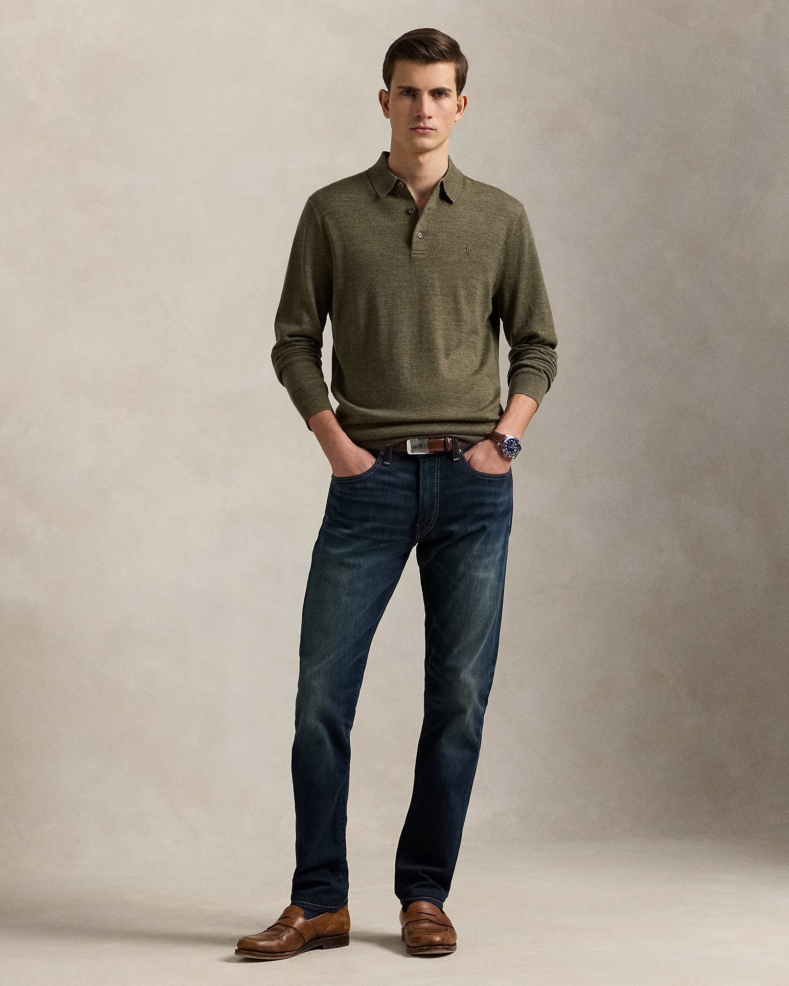 Ralph Lauren Washable Wool PoloCollar Sweater