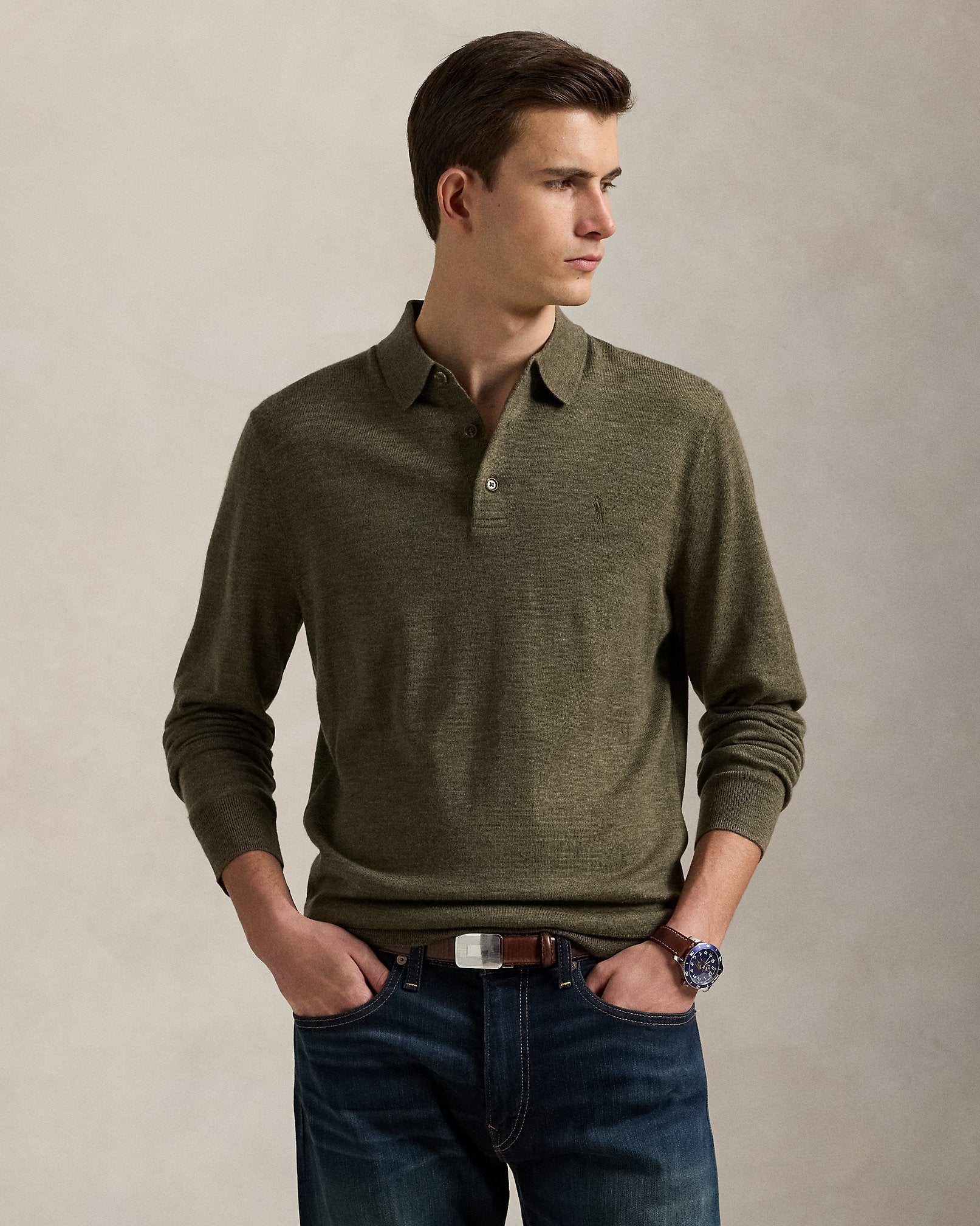 Ralph Lauren Washable Wool PoloCollar Sweater