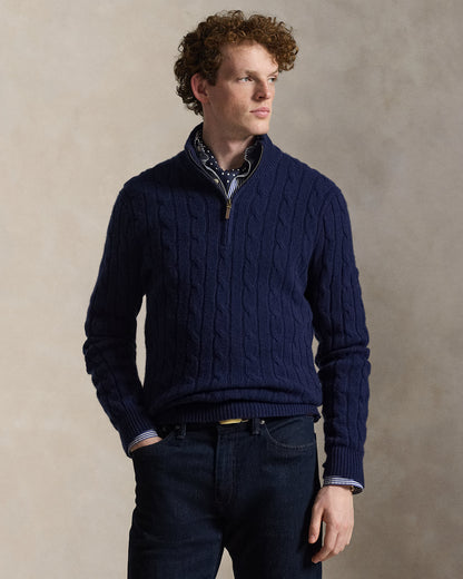 Ralph Lauren CableKnit Cashmere QuarterZip Sweater