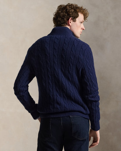Ralph Lauren CableKnit Cashmere QuarterZip Sweater