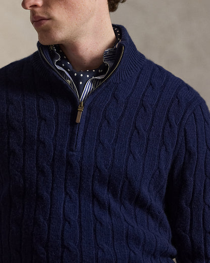 Ralph Lauren CableKnit Cashmere QuarterZip Sweater