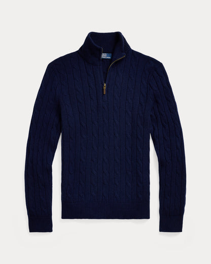 Ralph Lauren CableKnit Cashmere QuarterZip Sweater