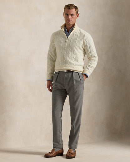 Ralph Lauren CableKnit Cashmere QuarterZip Sweater