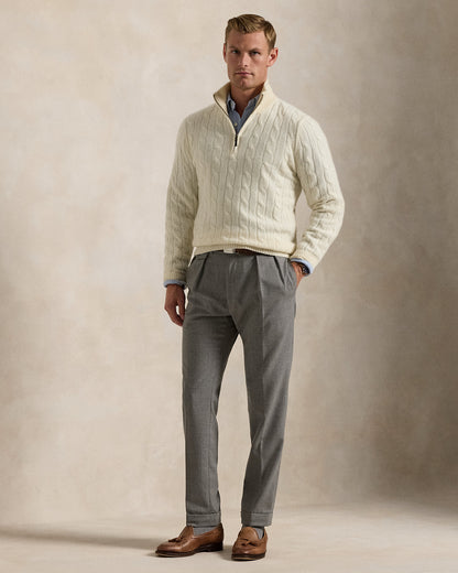 Ralph Lauren CableKnit Cashmere QuarterZip Sweater