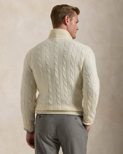 Ralph Lauren CableKnit Cashmere QuarterZip Sweater