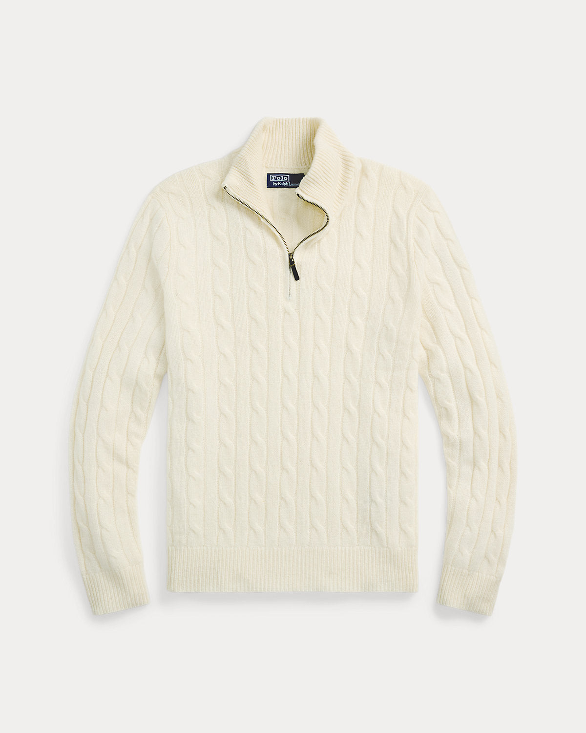 Ralph Lauren CableKnit Cashmere QuarterZip Sweater
