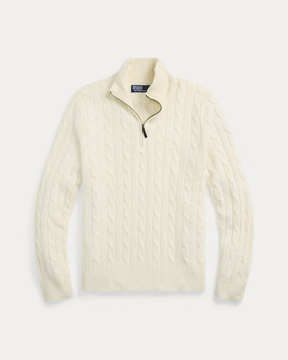 Ralph Lauren CableKnit Cashmere QuarterZip Sweater