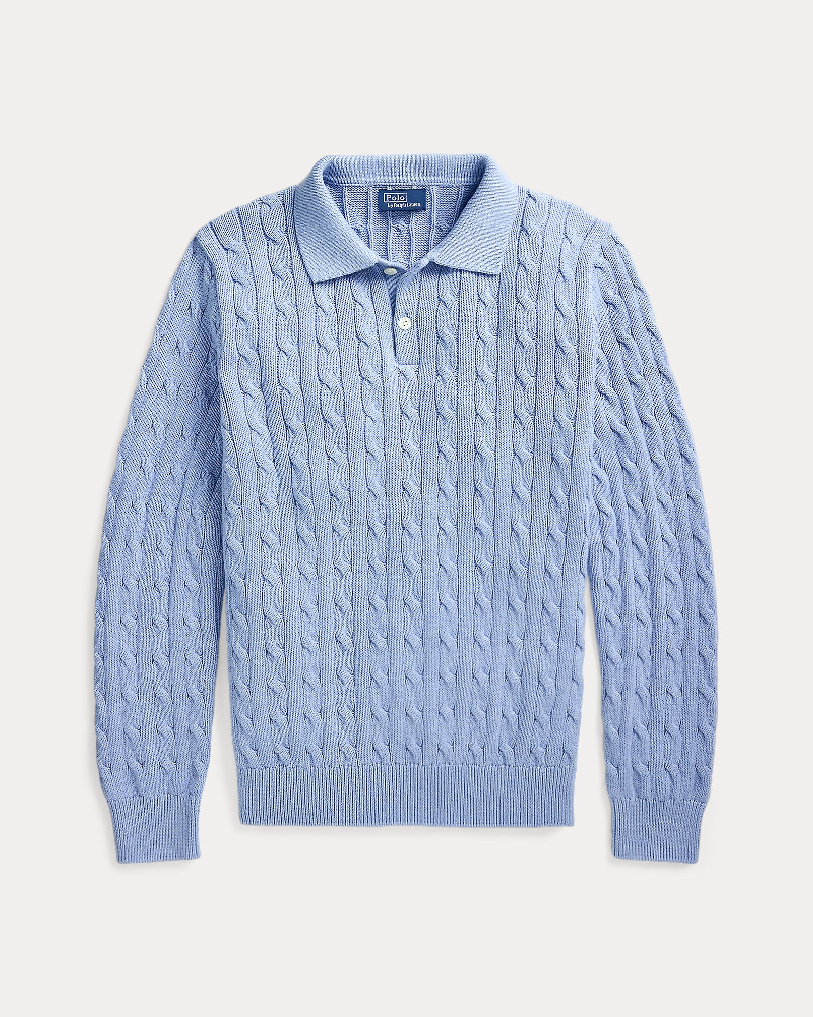 Ralph Lauren CableKnit Cotton PoloCollar Sweater