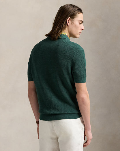 Ralph Lauren MeshKnit Linen JohnnyCollar Sweater