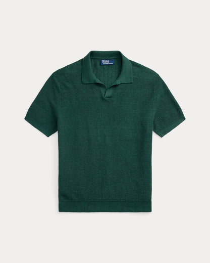 Ralph Lauren MeshKnit Linen JohnnyCollar Sweater