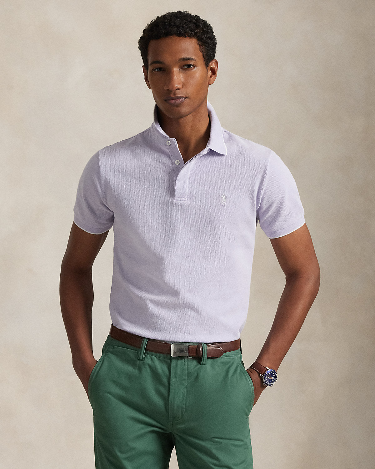 Ralph Lauren Custom Slim Fit Stretch Oxford Mesh Polo
