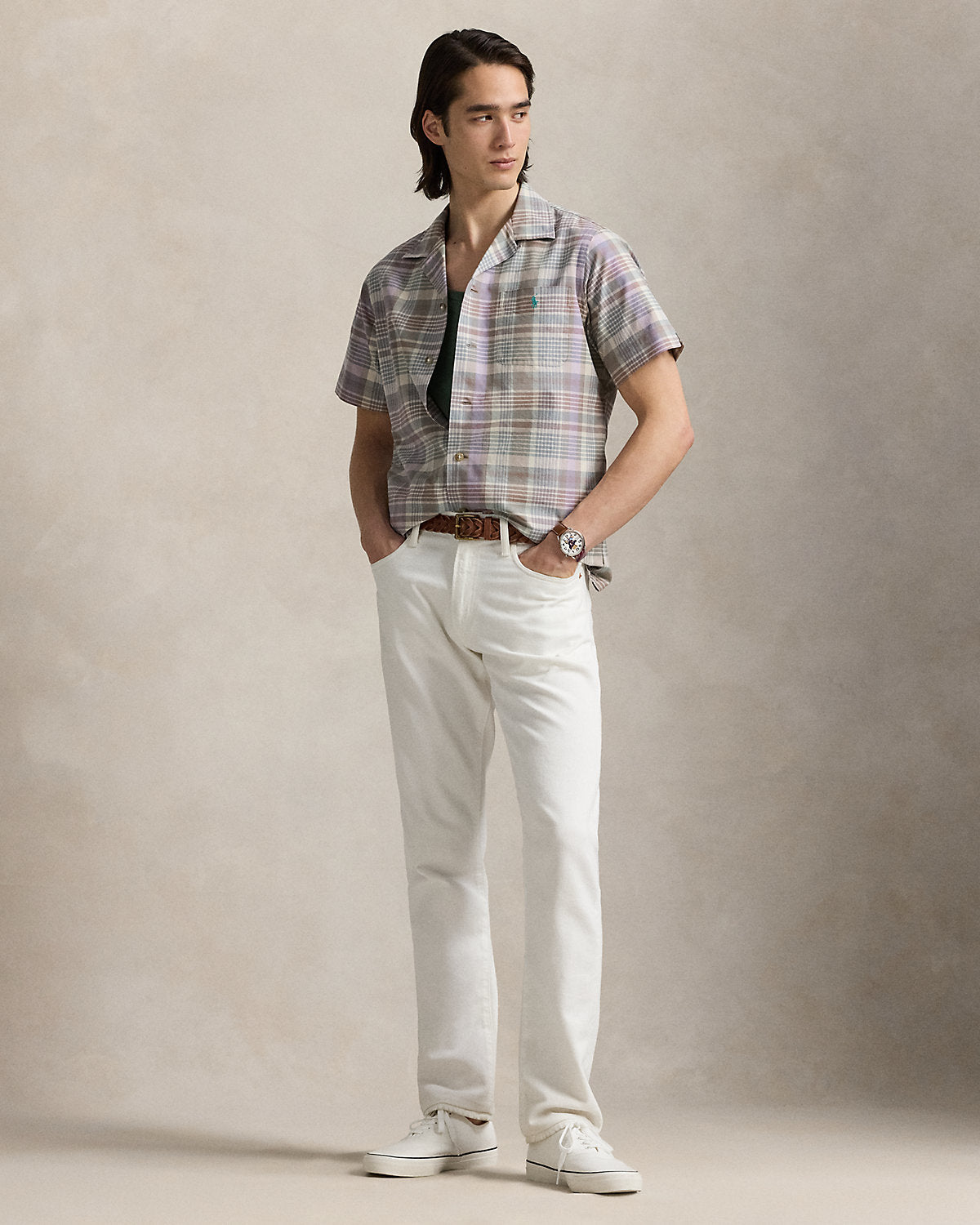 Ralph Lauren Classic Fit Plaid Oxford Camp Shirt