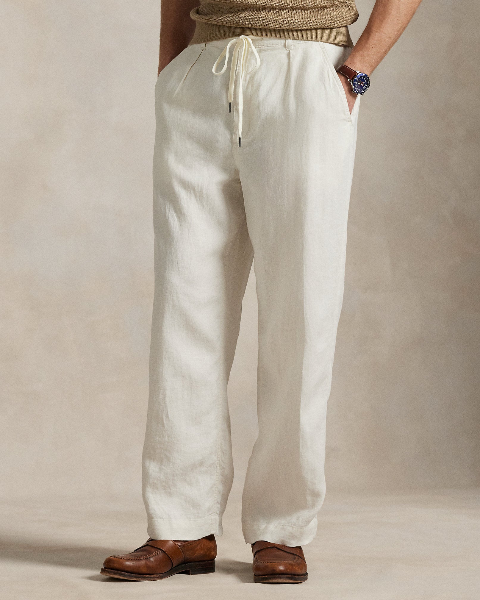 Ralph Lauren Lateef Relaxed Fit Pleated Linen Pant