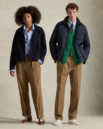Ralph Lauren Whitman Relaxed Glen Plaid Pleated Pant