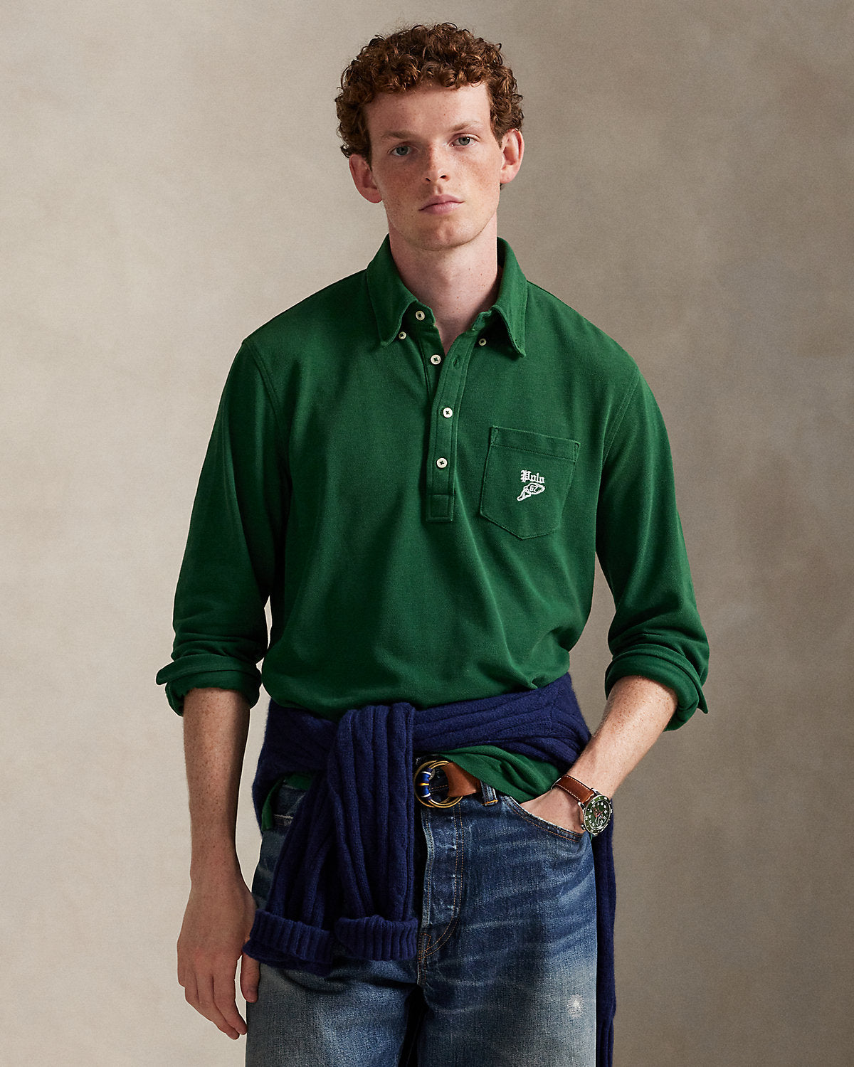 Ralph Lauren Classic Fit Embroidered Mesh Polo Shirt