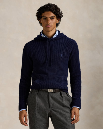 Ralph Lauren WaffleKnit WoolCotton Hooded Sweater