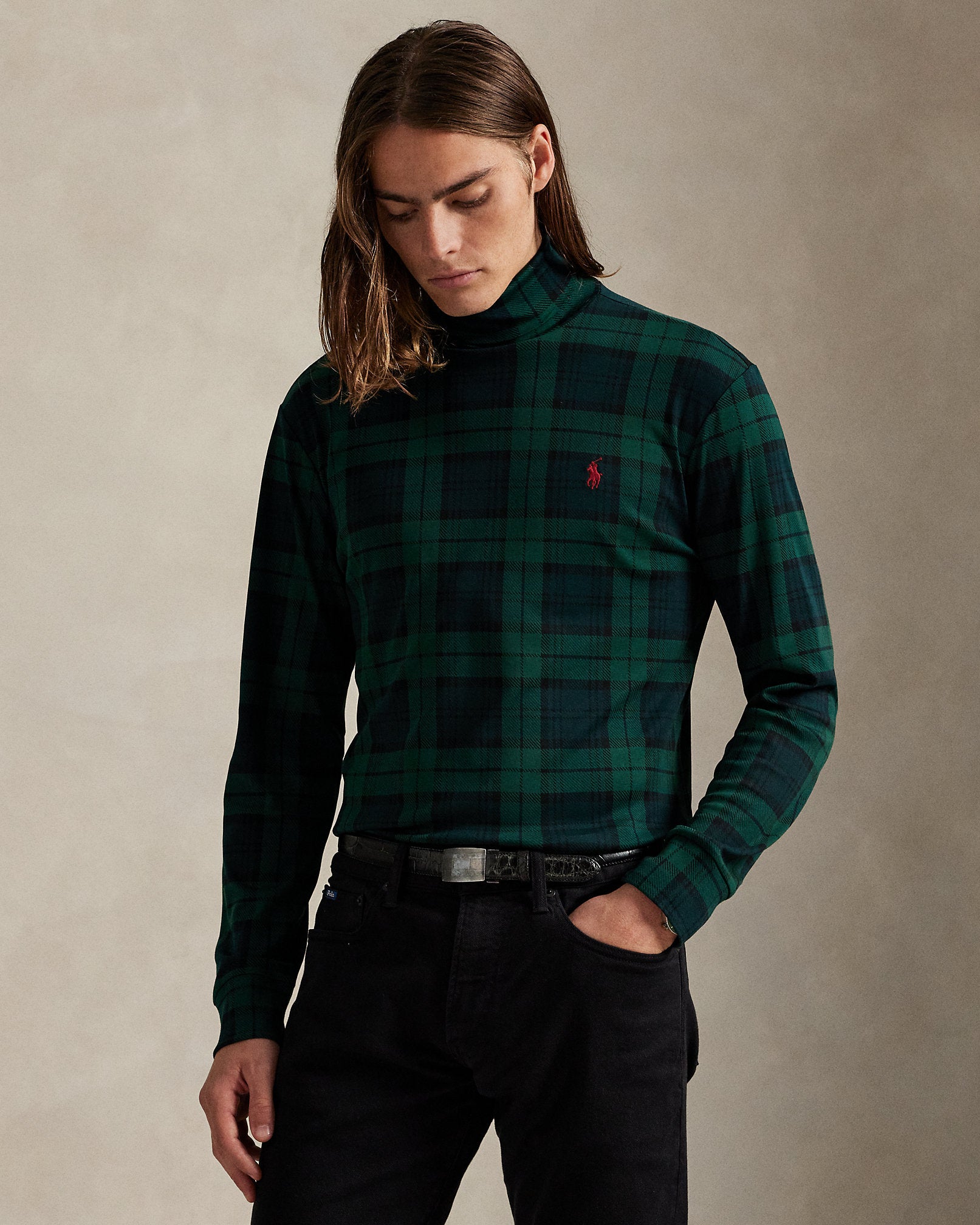 Ralph Lauren Plaid Soft Cotton Turtleneck