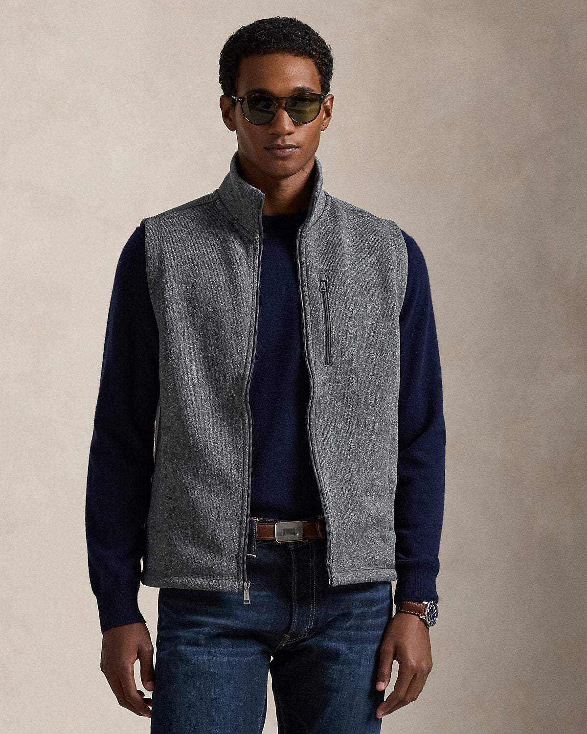 Ralph Lauren Brushed Fleece Mockneck Vest