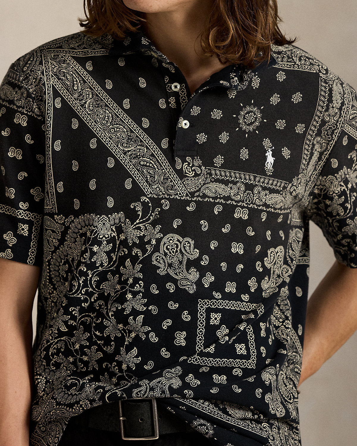 Ralph Lauren Classic Fit Bandanna Mesh Polo Shirt