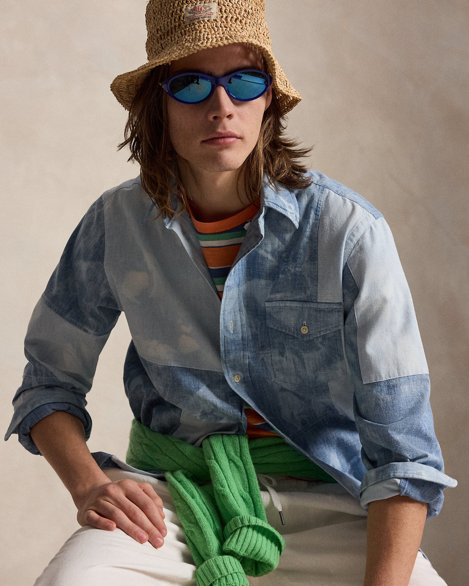 Ralph Lauren Classic Fit Patchwork Chambray Shirt