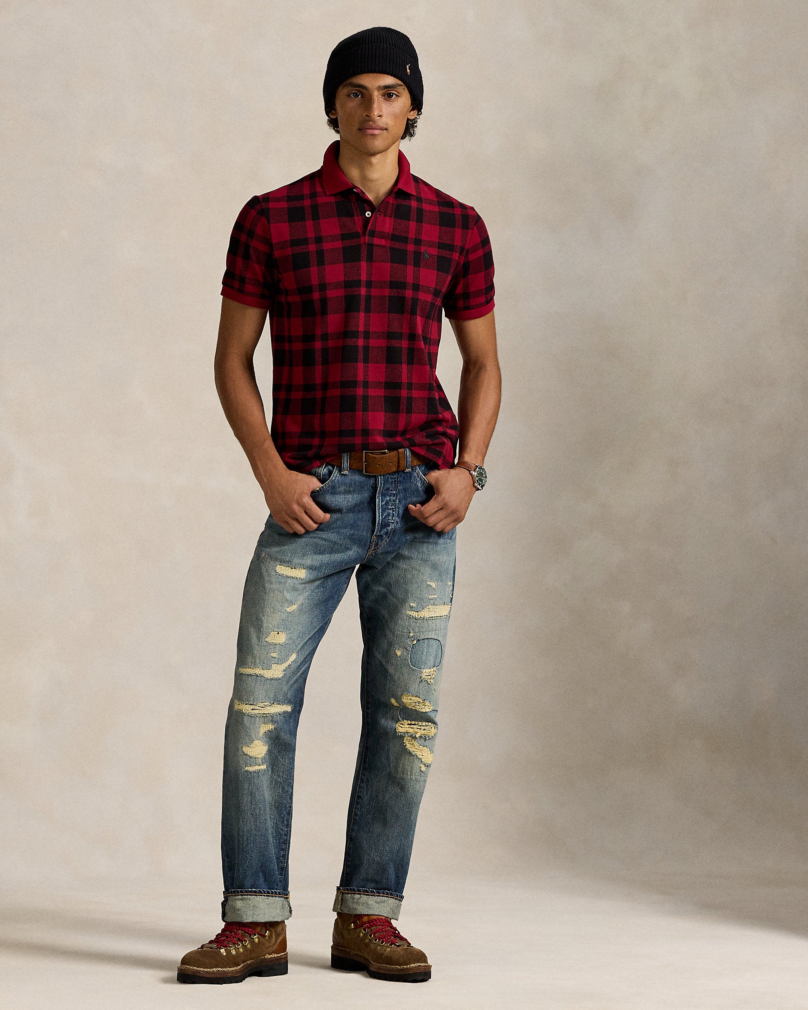 Ralph Lauren Classic Fit Plaid Mesh Polo Shirt