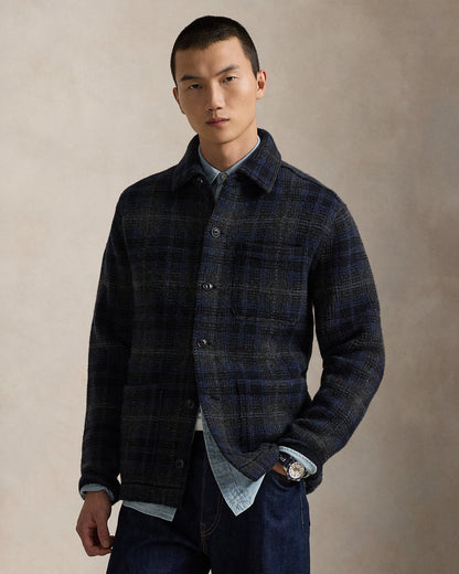 Ralph Lauren Plaid Boiled Wool Cardigan