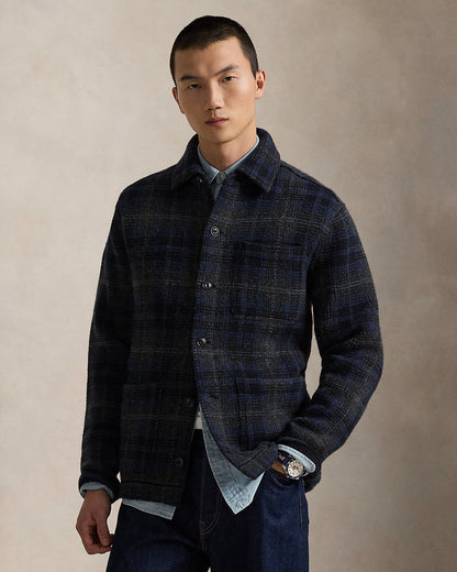 Ralph Lauren Plaid Boiled Wool Cardigan