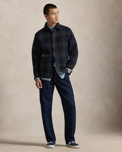 Ralph Lauren Plaid Boiled Wool Cardigan