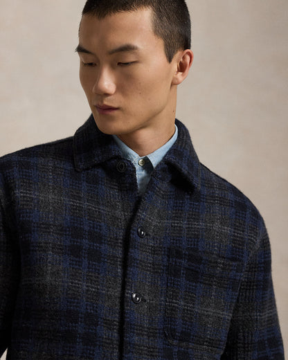 Ralph Lauren Plaid Boiled Wool Cardigan