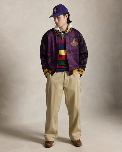 Ralph Lauren Embroidered Satin Baseball Jacket