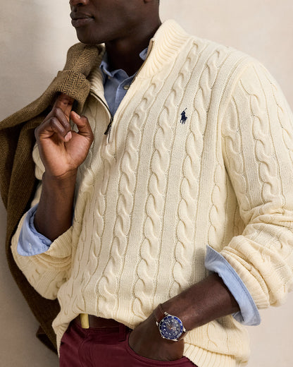 Ralph Lauren CableKnit Cotton QuarterZip Sweater
