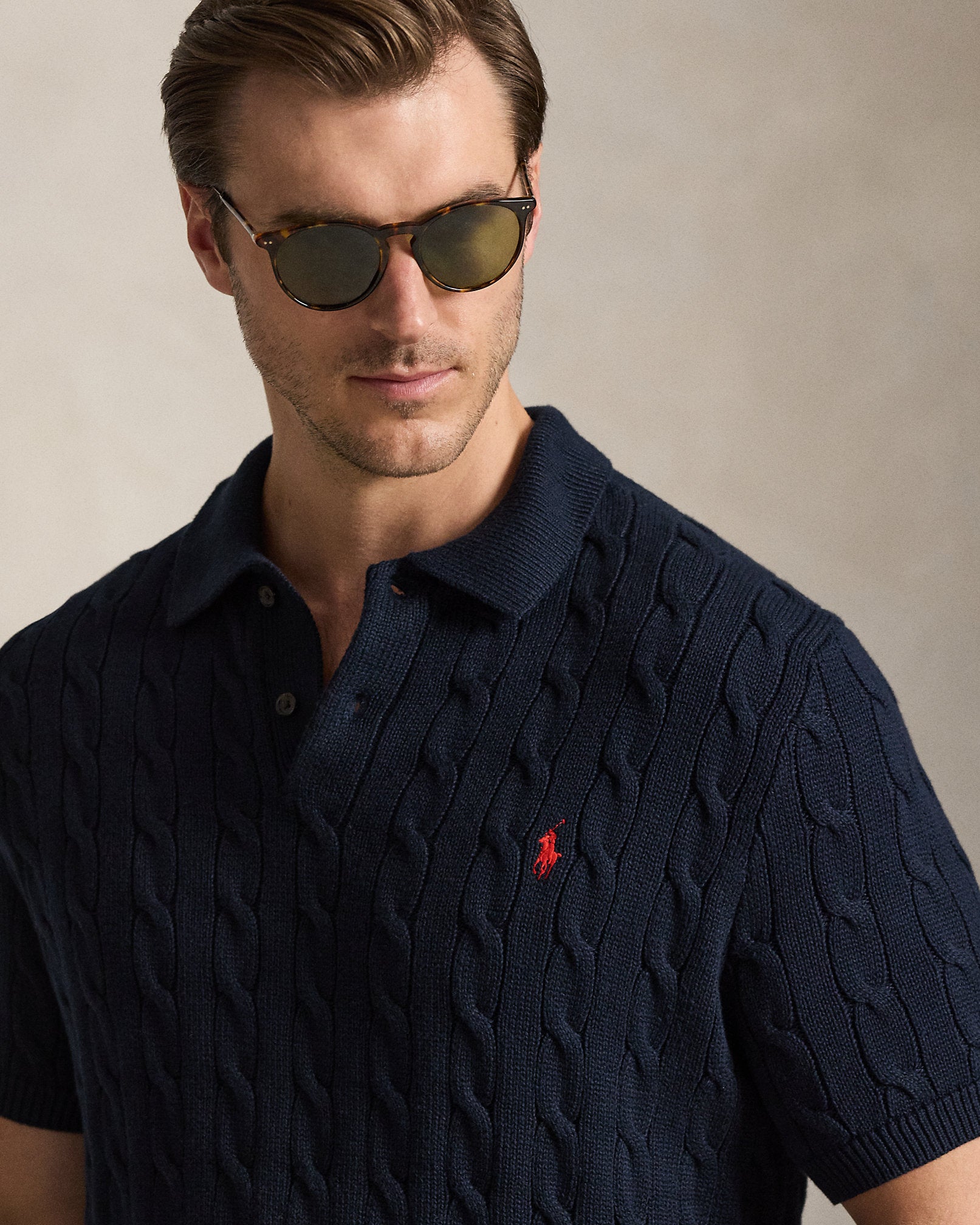 Ralph Lauren CableKnit Cotton Polo Sweater