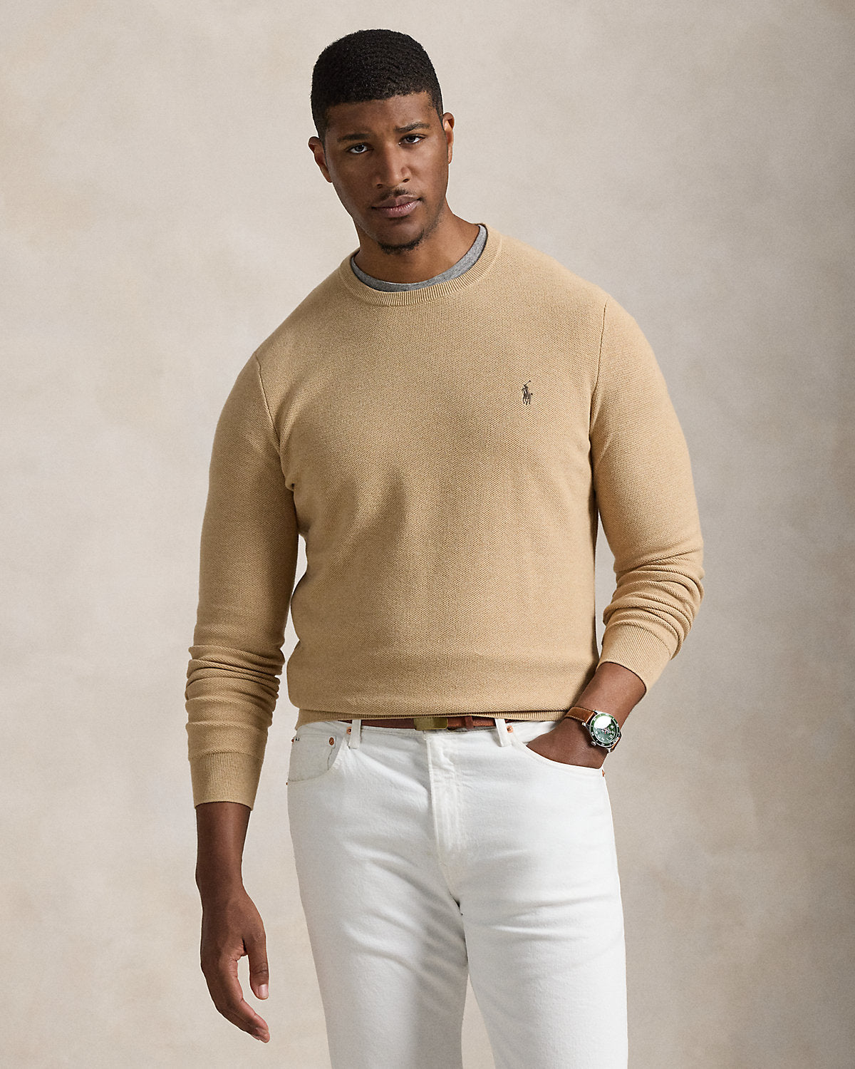 Ralph Lauren MeshKnit Cotton Crewneck Sweater