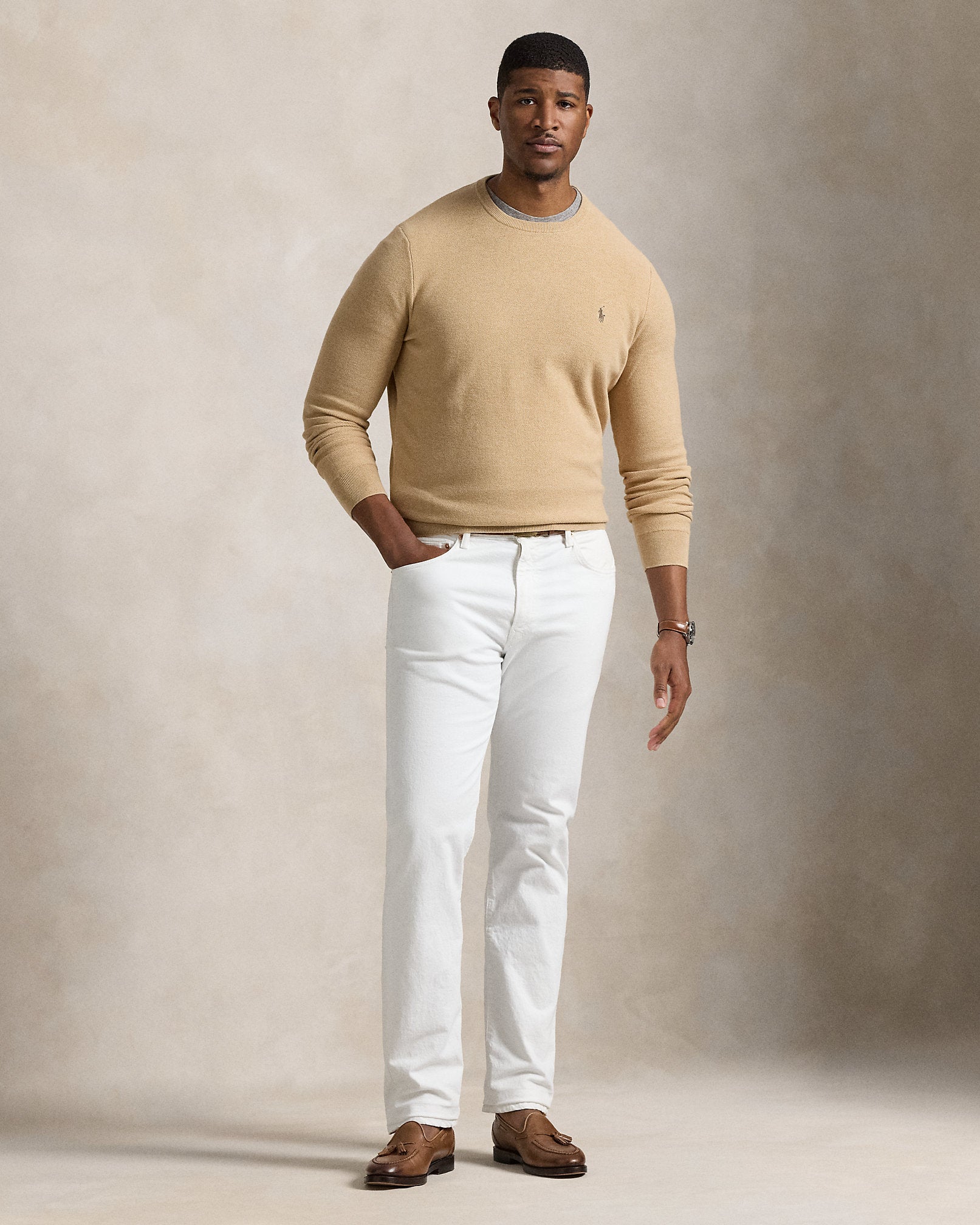 Ralph Lauren MeshKnit Cotton Crewneck Sweater