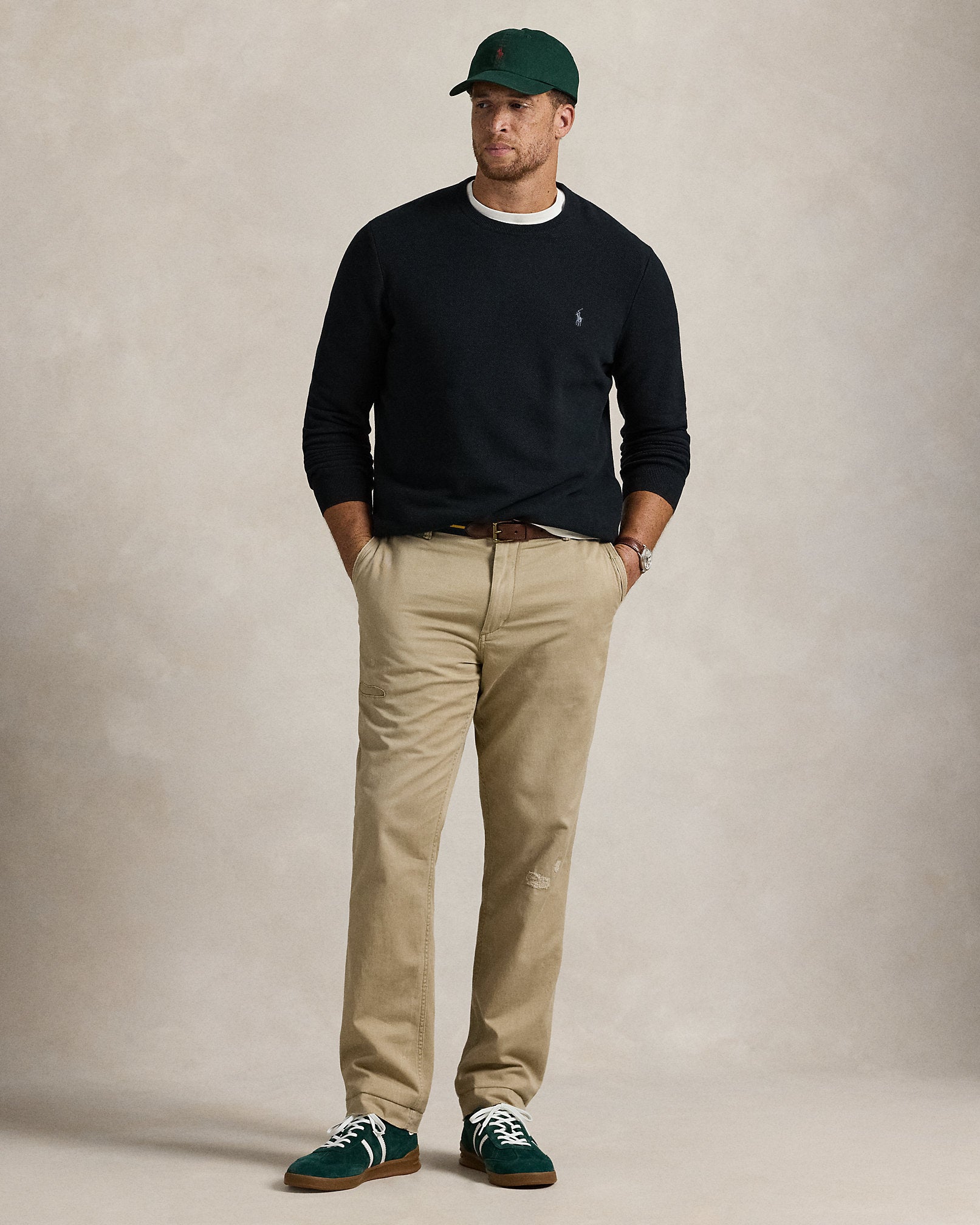 Ralph Lauren MeshKnit Cotton Crewneck Sweater