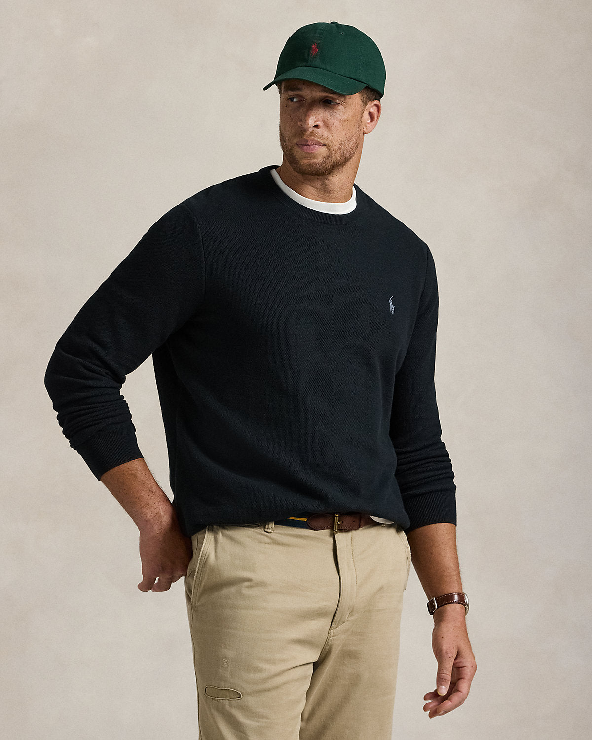 Ralph Lauren MeshKnit Cotton Crewneck Sweater